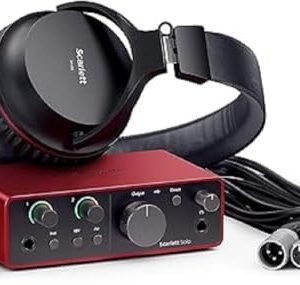 Focusrite Scarlett Solo Studio 4th Gen, bundle d'interface audio USB pour la guitare, la voix et la production, avec microphone à condensateur et casque: enregistrez, composez, streamez et podcastez