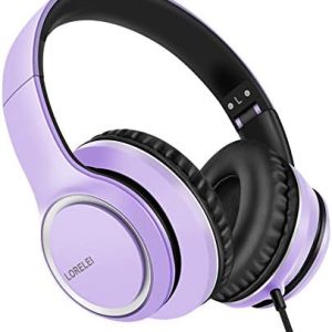 LORELEI X8 Casque filaire mic 1,45 m nylon anti-nœuds 3,5 mm, léger pliable portable smartphone tablette ordinateur MP3/4 (violet foncé)