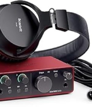Focusrite Scarlett Solo Studio 4th Gen, bundle d’interface audio USB pour la guitare, la voix et la production, avec microphone à condensateur et casque: enregistrez, composez, streamez et podcastez