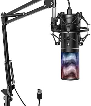 TONOR RGB Micro PC Gaming, USB Microphone Condensateur Professionnel pour Streaming Podcast Studio Enregistrement Singing Youtube Gamer Chant Stream Voix-Off pour Ordinateur de Bureau et Laptop Q9S